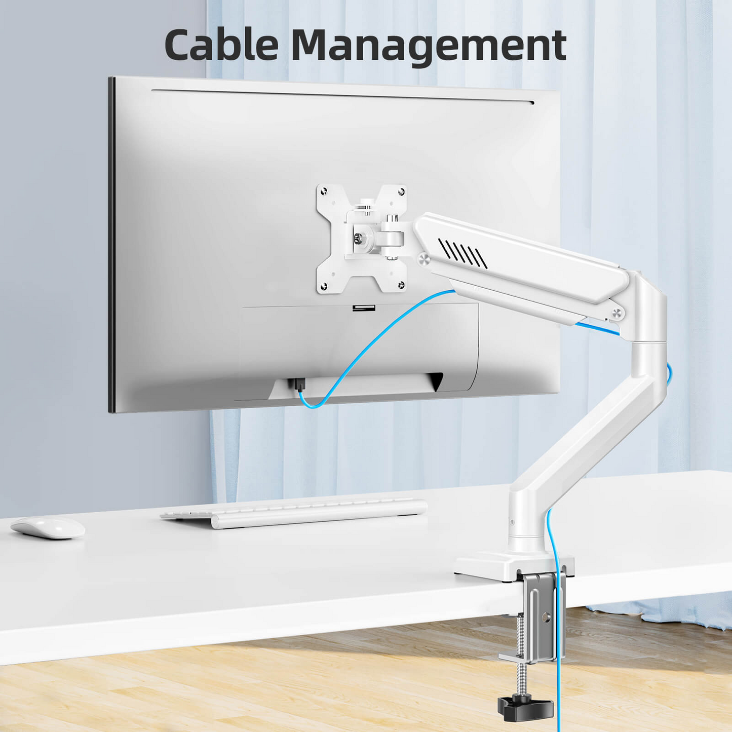 MOUNTUP Freelift Single Monitor Desk Mount for 13''-32'' Monitors MUA8013 White