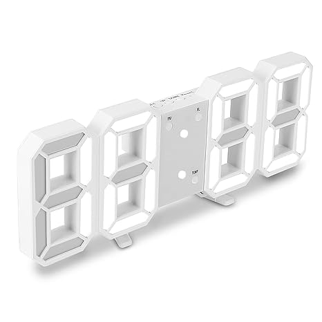 3D LED Digital Wall Clock White