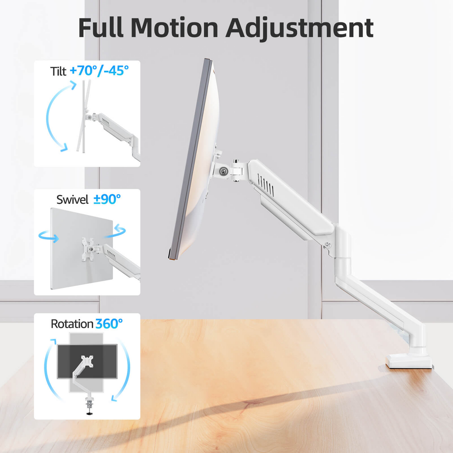 MOUNTUP Freelift Single Monitor Desk Mount for 13''-32'' Monitors MUA8013 White