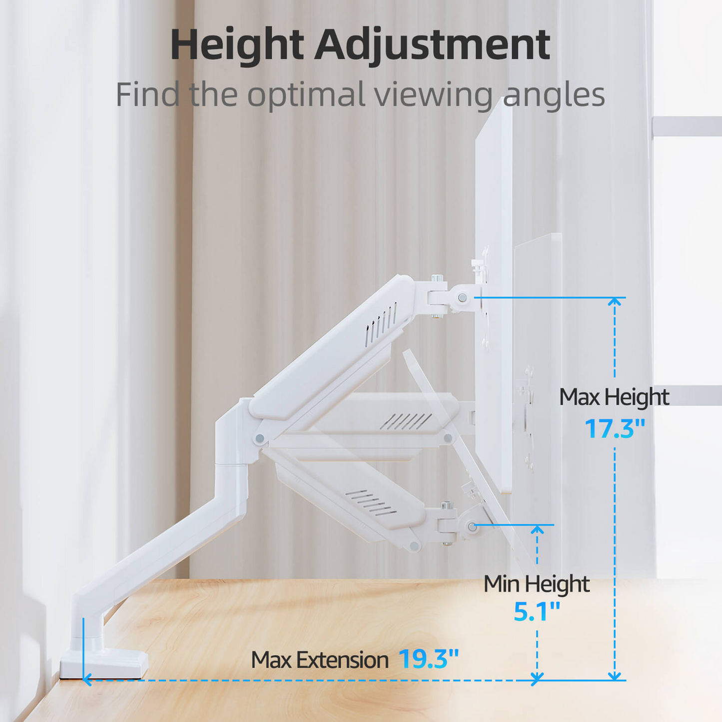 MOUNTUP Freelift Single Monitor Desk Mount for 13''-32'' Monitors MUA8013 White