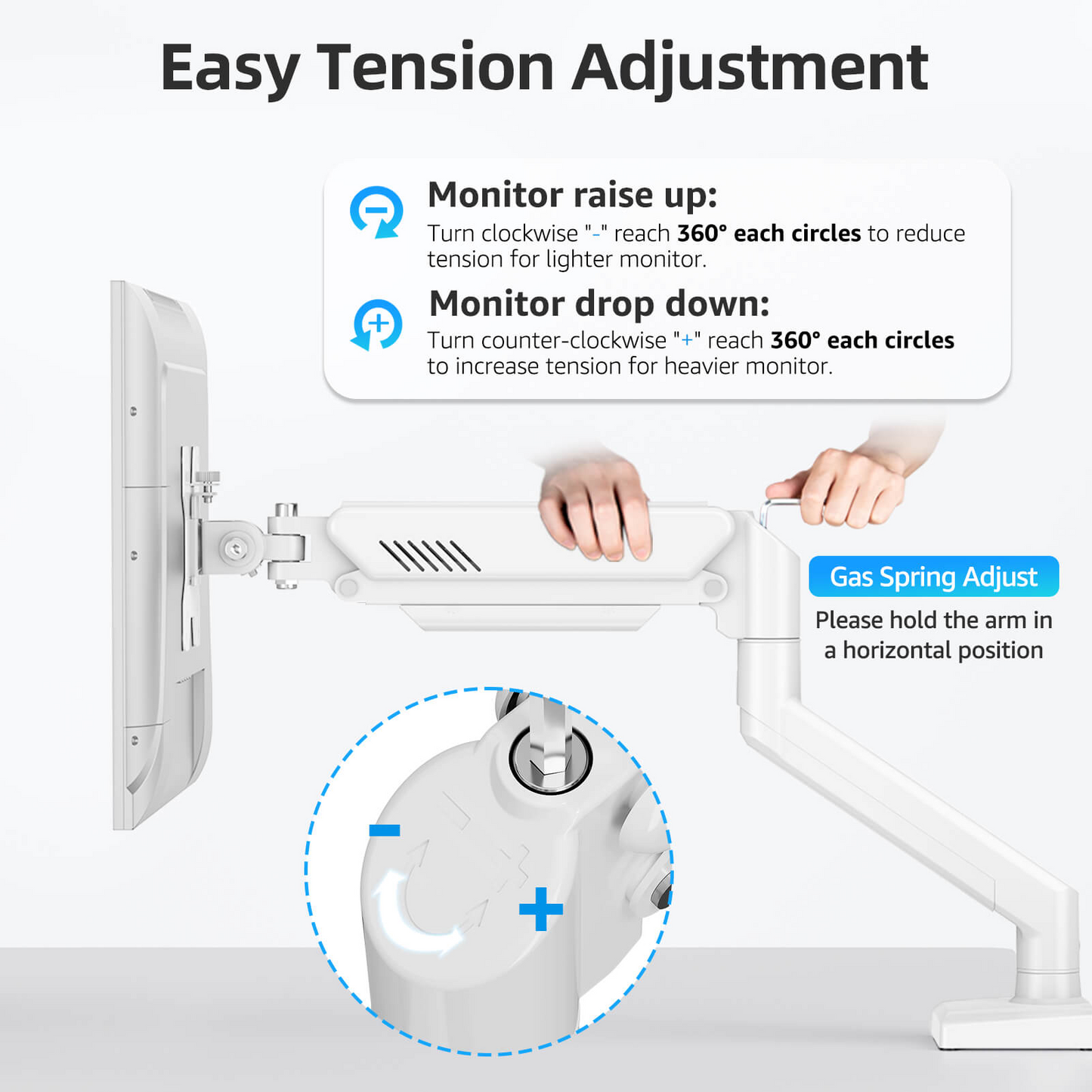 MOUNTUP Freelift Single Monitor Desk Mount for 13''-32'' Monitors MUA8013 White