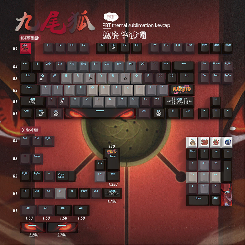 Dye Sub Bijuu Demon Naruto Keycaps