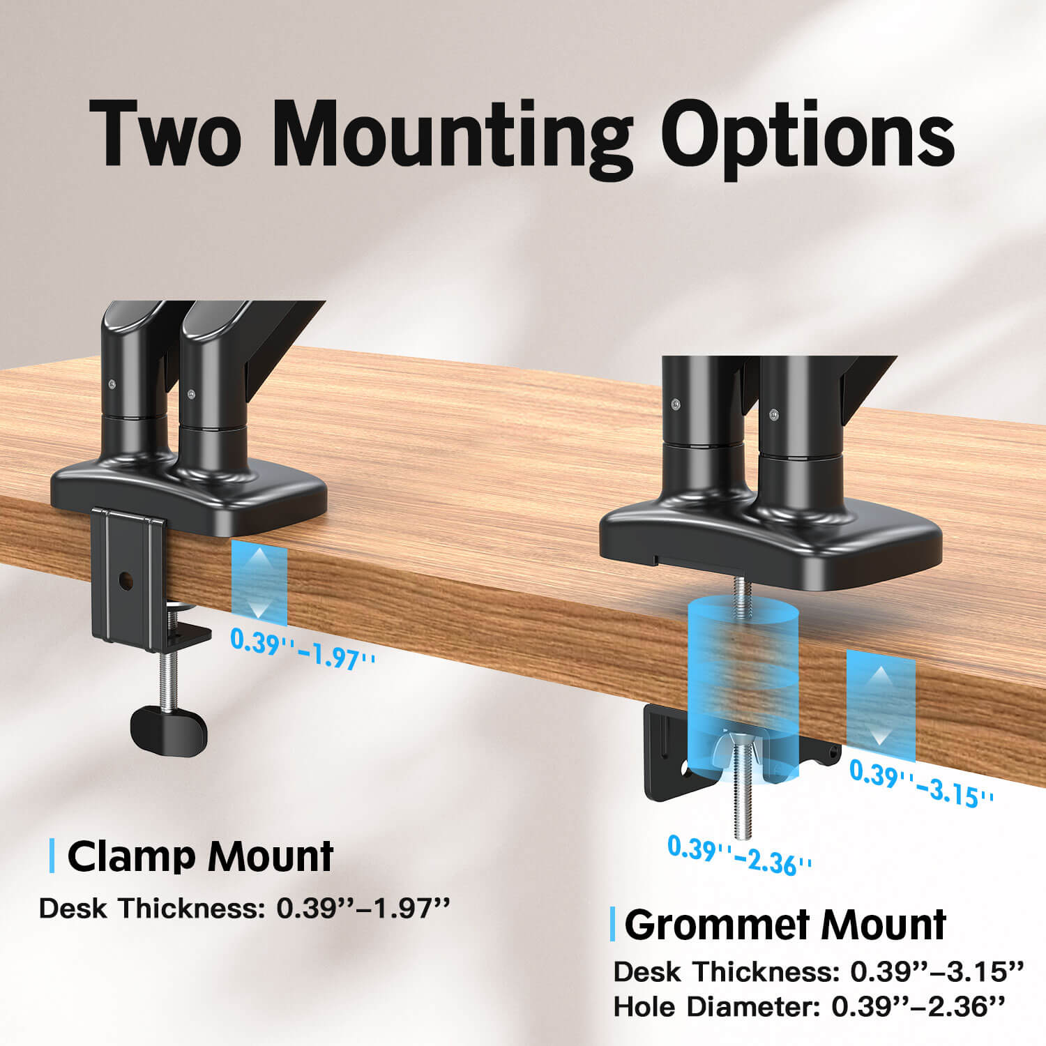 MOUNTUP Dual Monitor Desk Mount for (13-32) inch Monitors MU0005 Black
