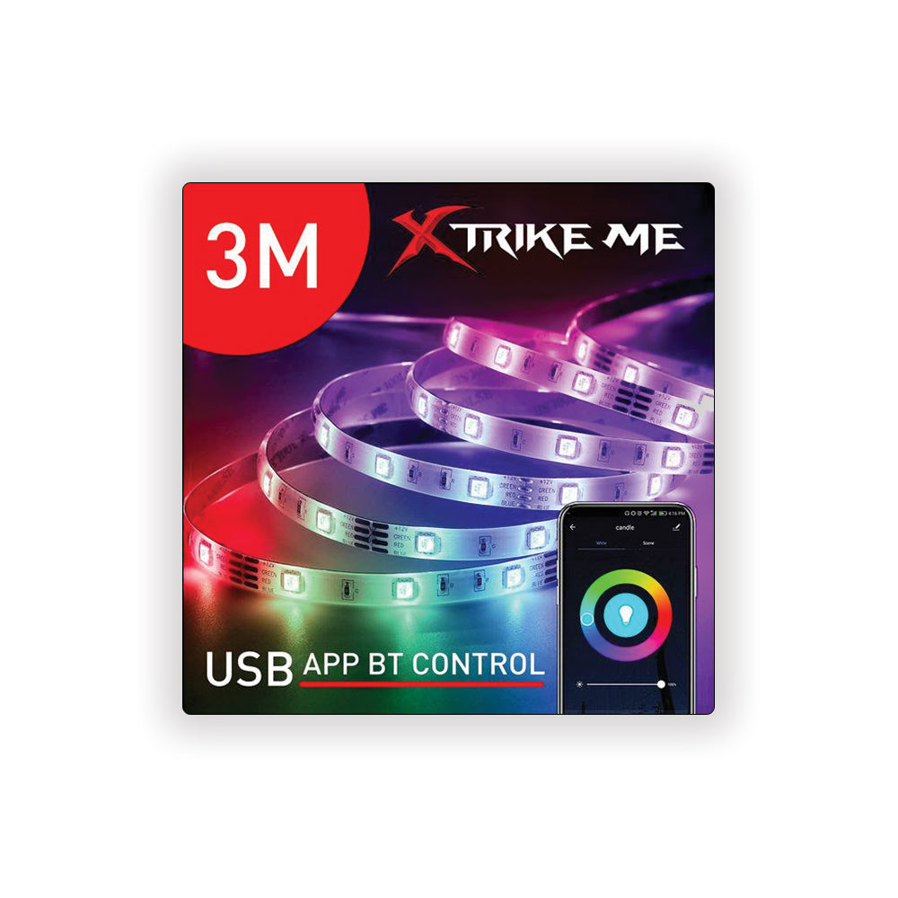 Xtrike Me 3M RGB LED Strip USB BT App Control