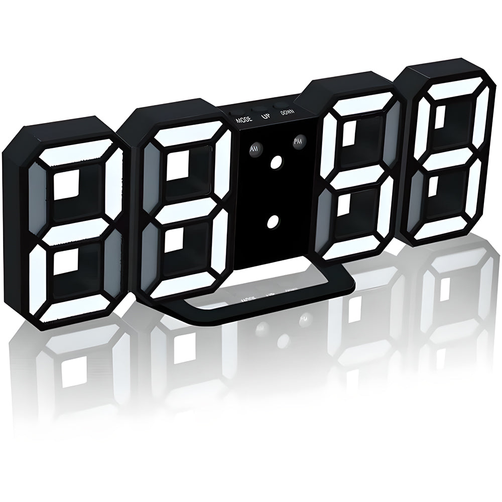 3D LED Digital Wall Clock Black