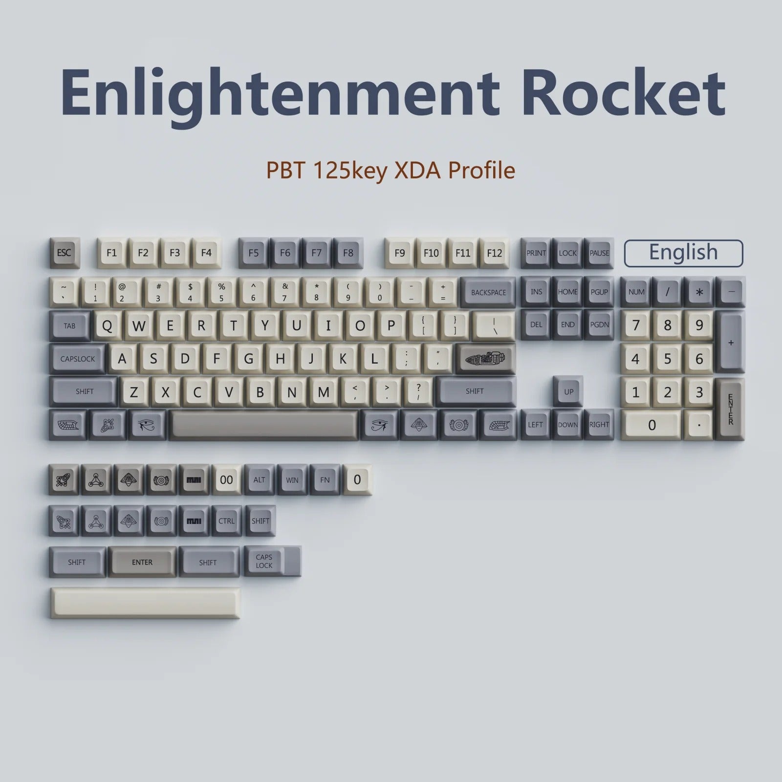 Dye Sub XDA Enlightment Rocket Keycaps