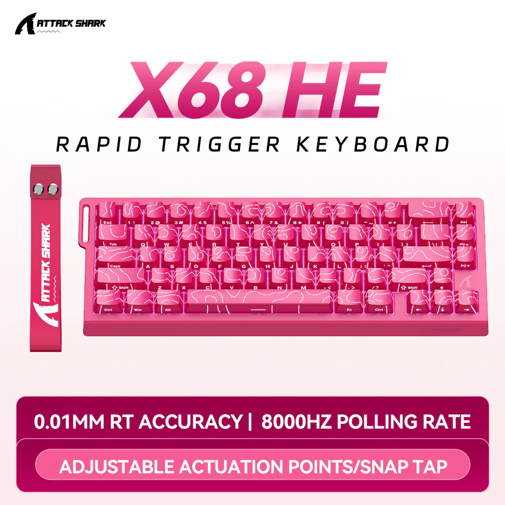 Attack Shark X68 HE 8K Magnetic Keyboard Rose Red