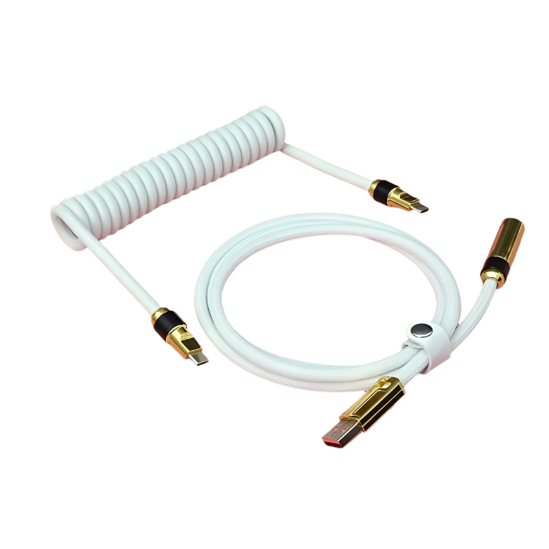 Coiled Cable White&Gold Type-C to Type-c
