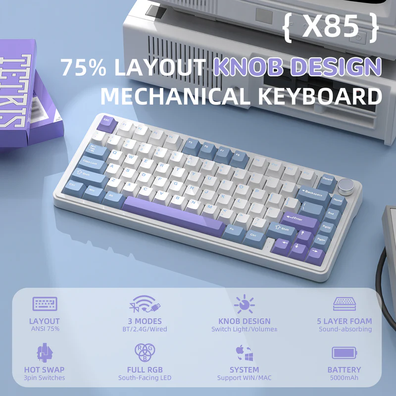 Attack Shark X85 White Purple