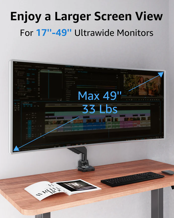 MOUNTUP Freelift Single Monitor Desk Mount for 19''-49'' Monitors MU7011 Black