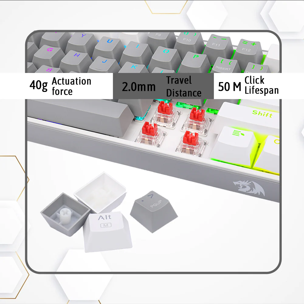 Redragon K617 Fizz Grey & White (Arabic + English)