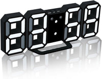 3D LED Digital Wall Clock Black