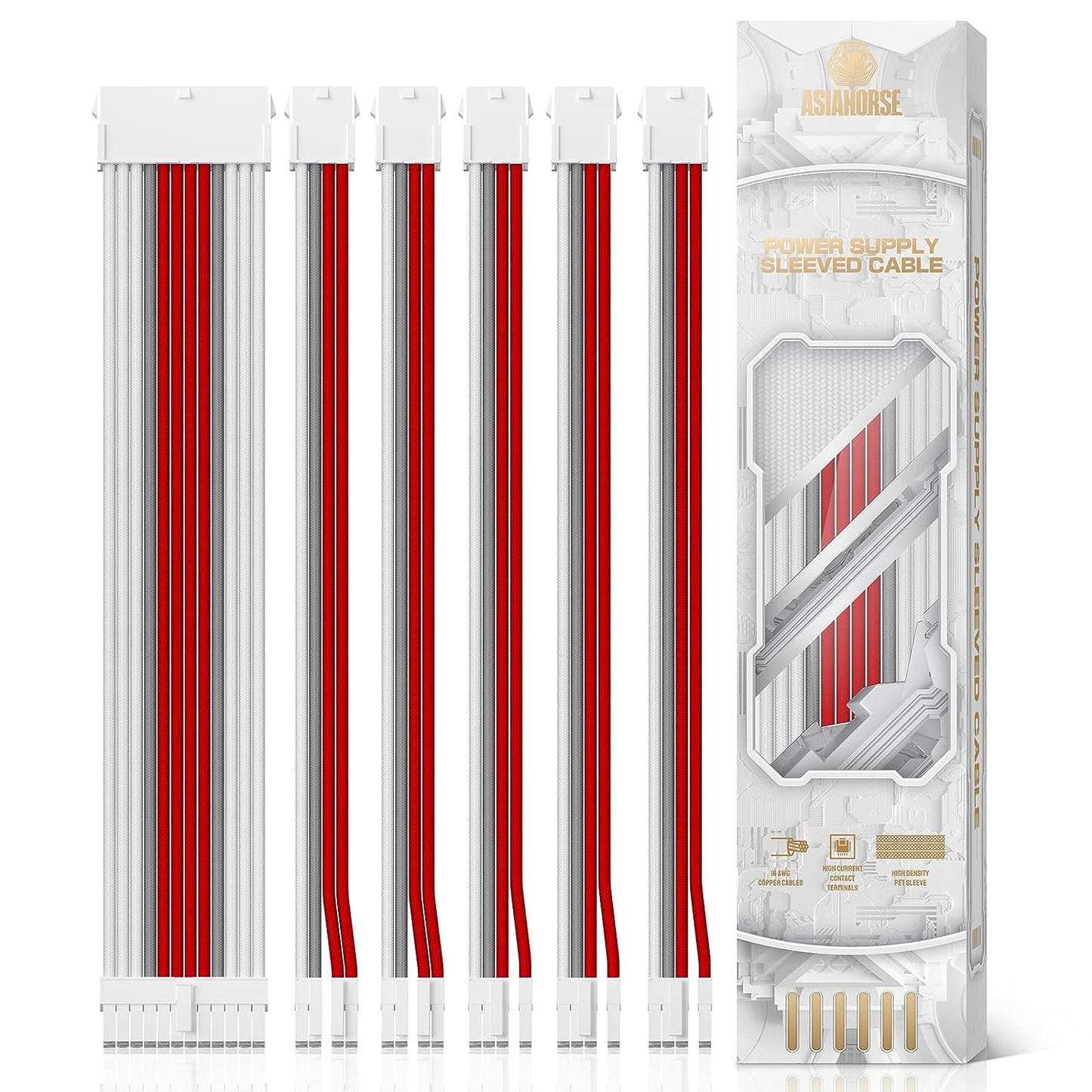 AsiaHorse Extention Cables White & Red