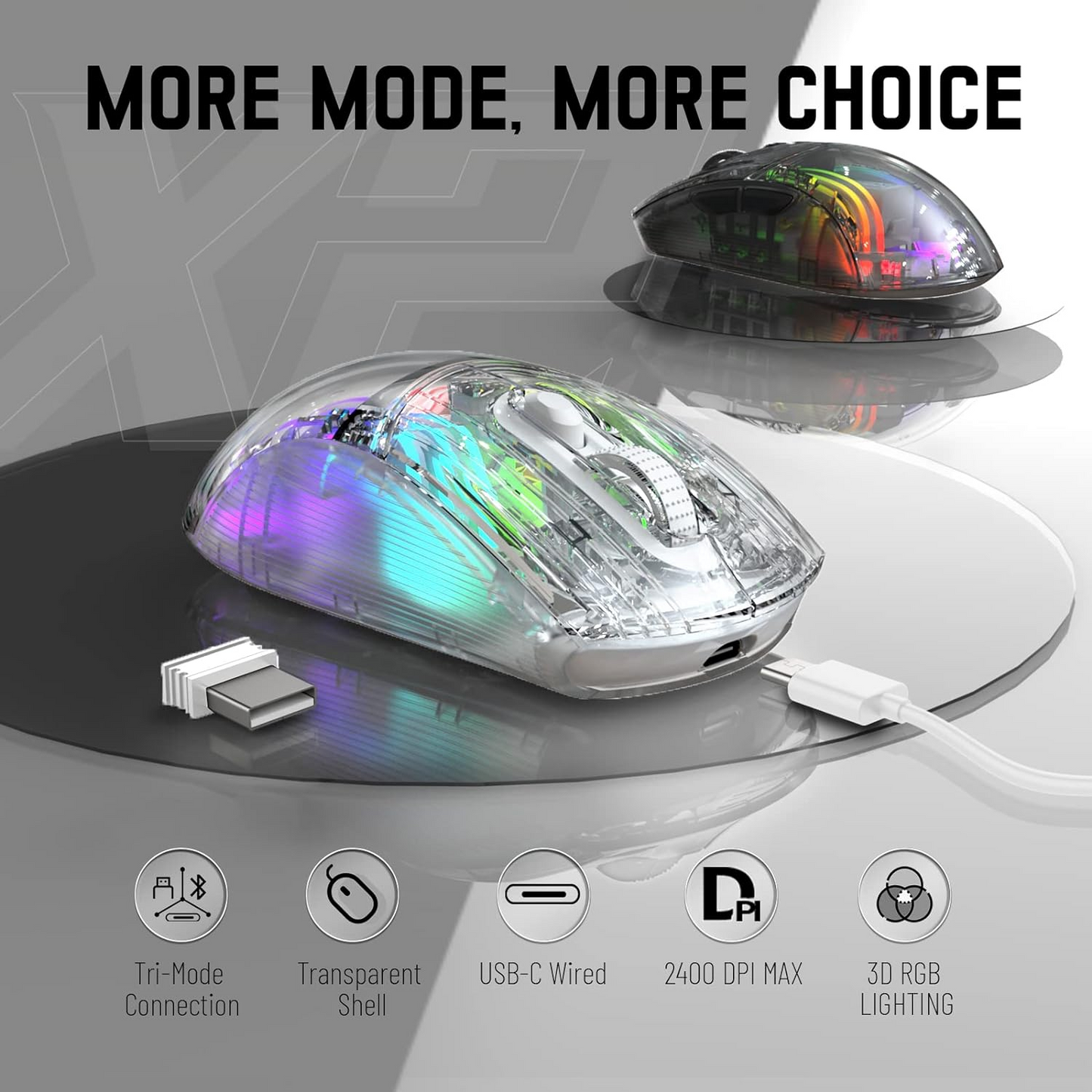 ماوس Attack Shark X2 RGB باللون الأبيض 