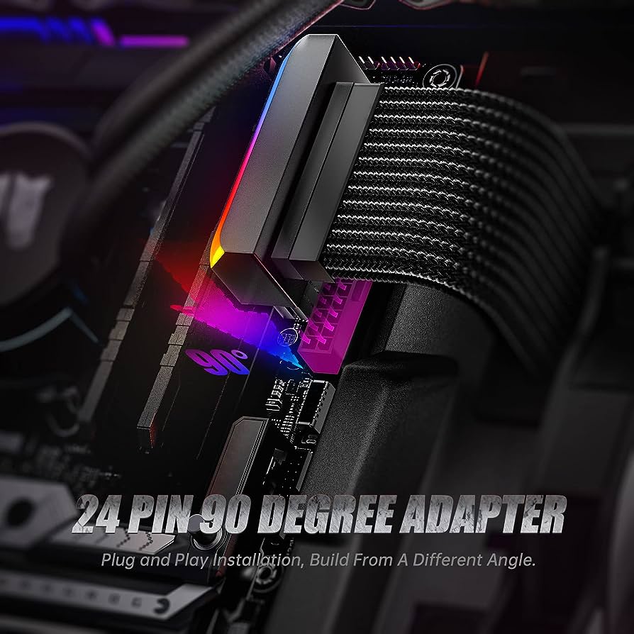 AsiaHorse ATX 24 Pin 90 Degree Adapter Black