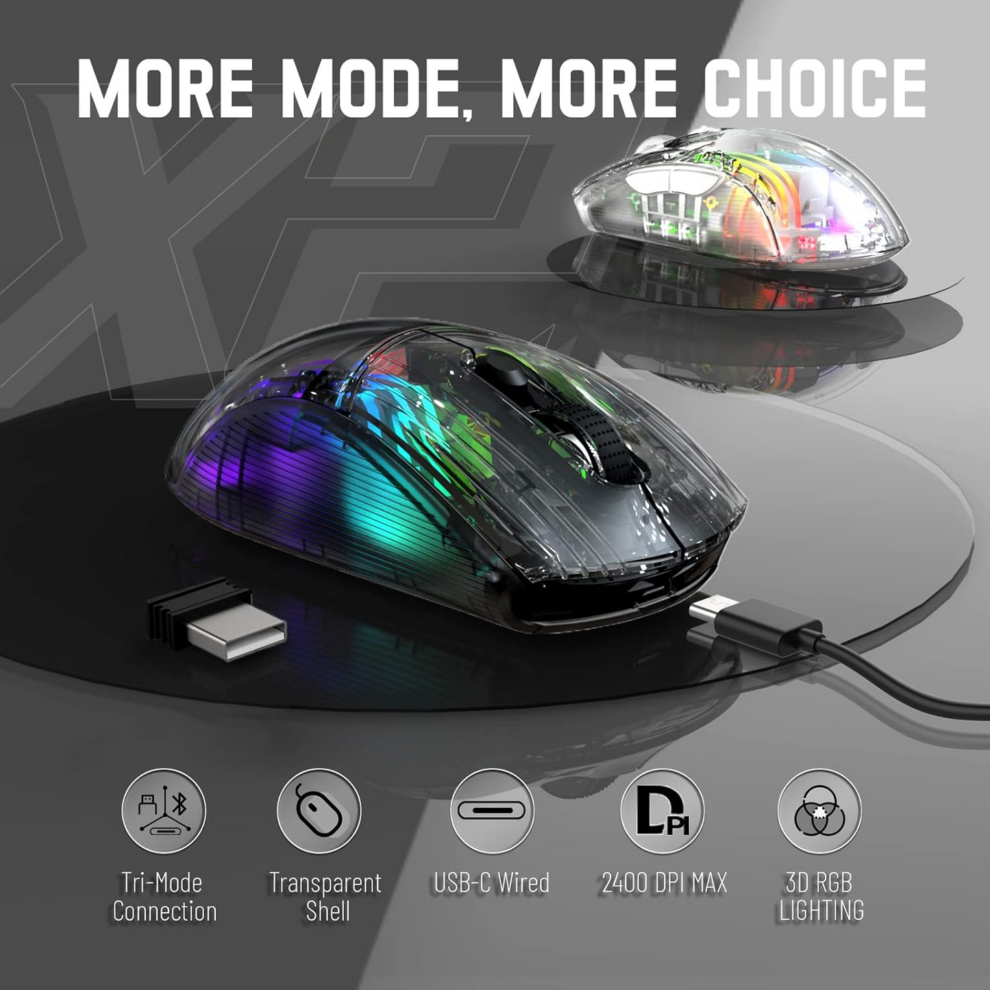 ماوس Attack Shark X2 RGB باللون الأسود 