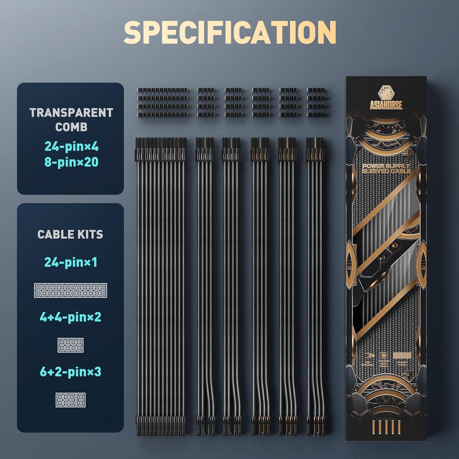 Asiahorse Extension Cables Clear Black
