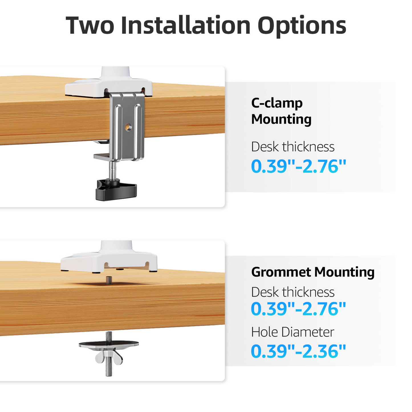 MOUNTUP Freelift Single Monitor Desk Mount for 13''-32'' Monitors MUA8013 White