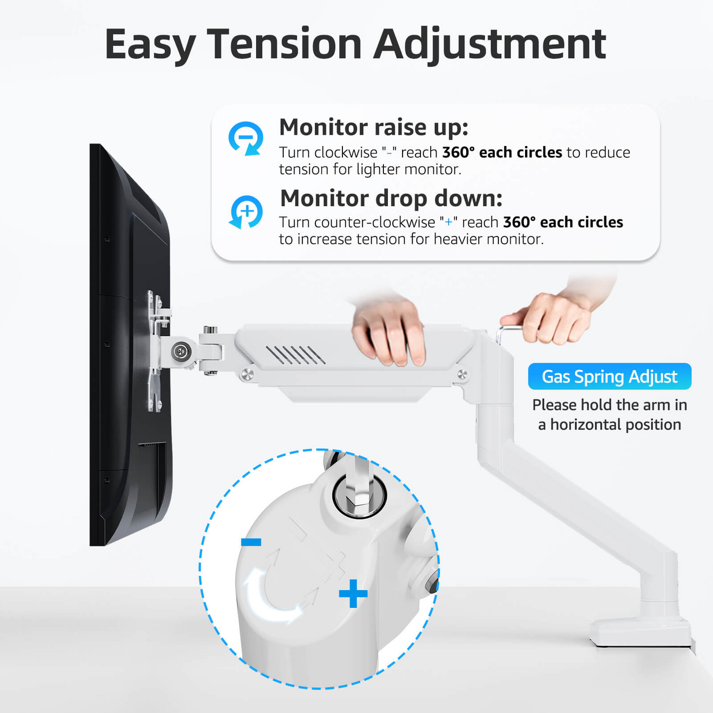 MOUNTUP Freelift Single Monitor Desk Mount for 13''-32'' Monitors MUA8013 White