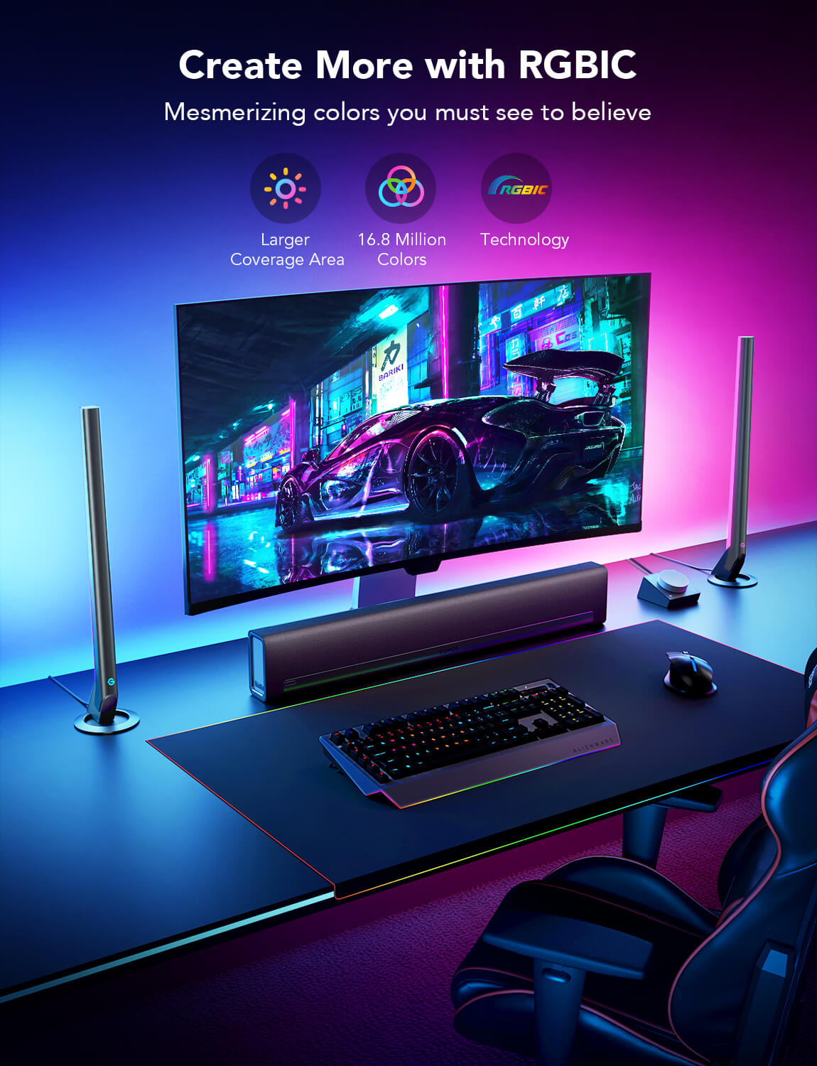 Govee RGBIC Wi-Fi Gaming Light Bars with Smart Controller