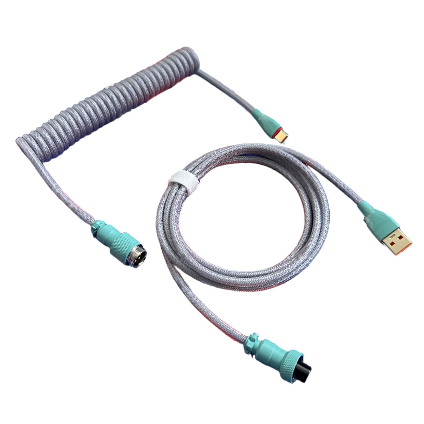 Coiled Cable Light Grey & Cyan