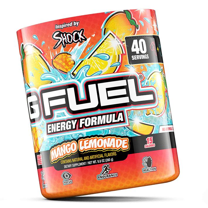 علبة GFUEL بنكهة المانجو والليمون 