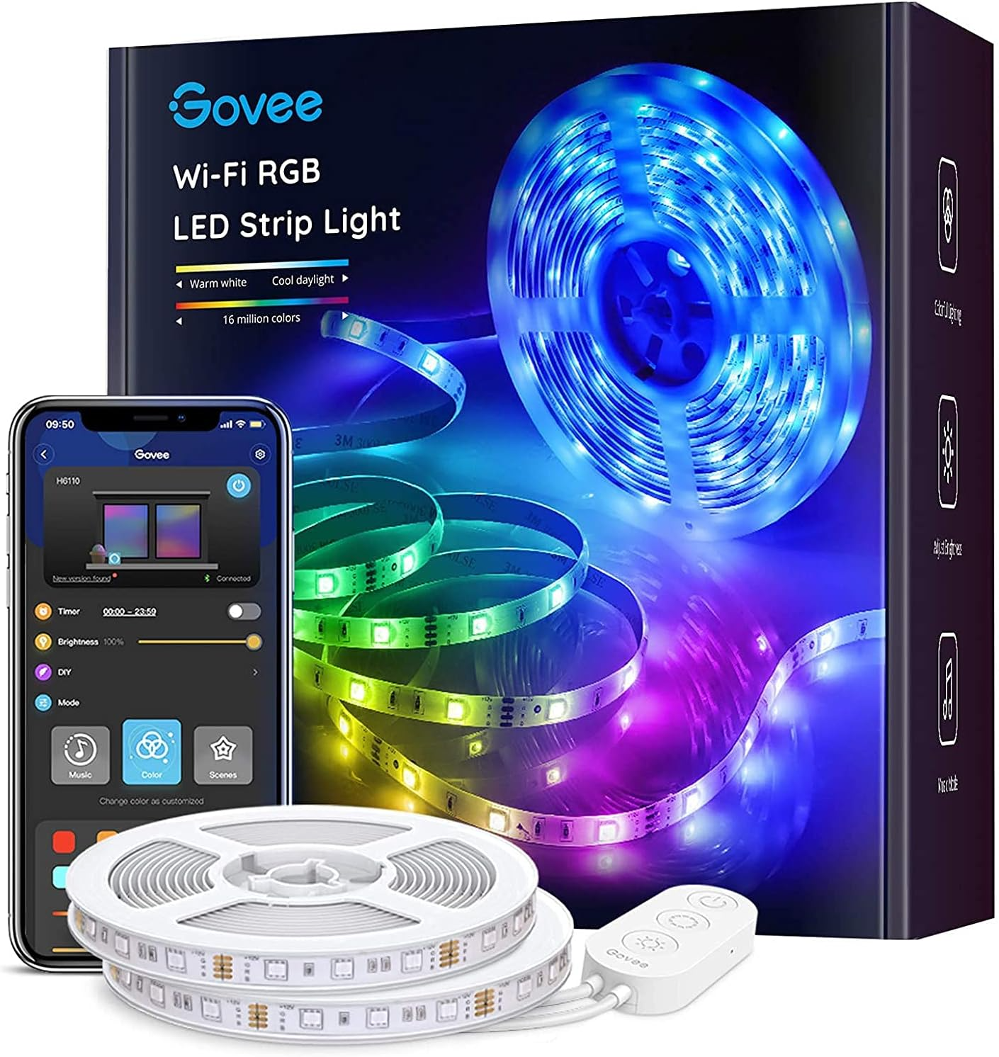Govee Wi-Fi RGB LED Strip Lights (16.4ft× 2 Rolls)