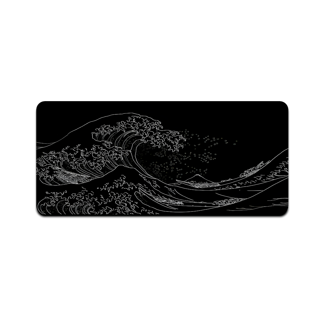 The Great Wave off Kanagawa Black Mousepad